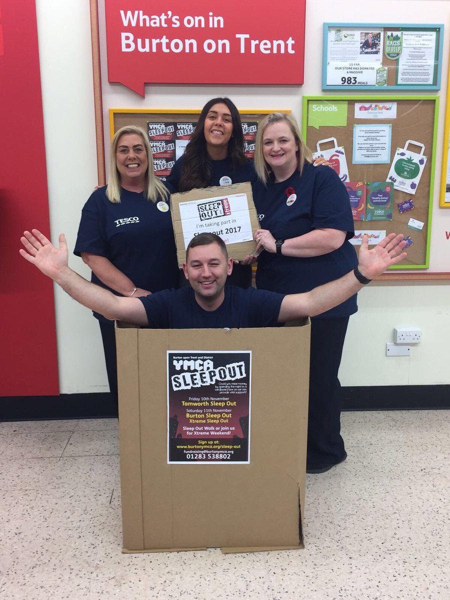 Would you go without your bed for someone else...that’s what these brave colleagues are doing #TescoBurton #YMCASleepout <a href="/steve_neeson/">Stephen Neeson</a>