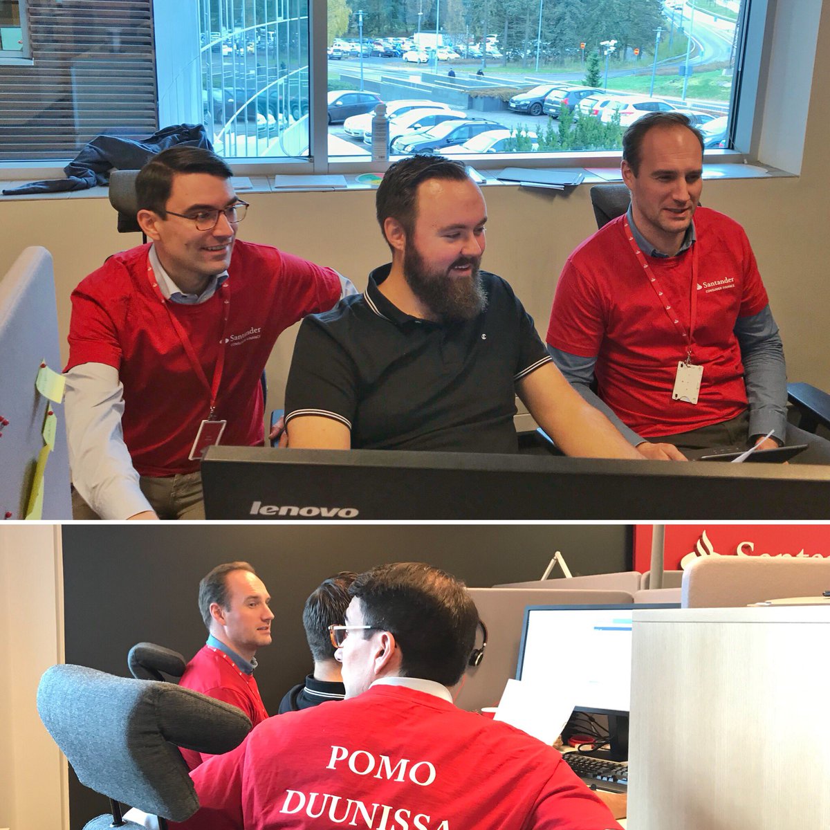 kajkiertonen's tweet photo. Pomo piilossa vai pomo duunissa? #santanderfi @peterhsjoberg https://t.co/m4JOvrdDVG