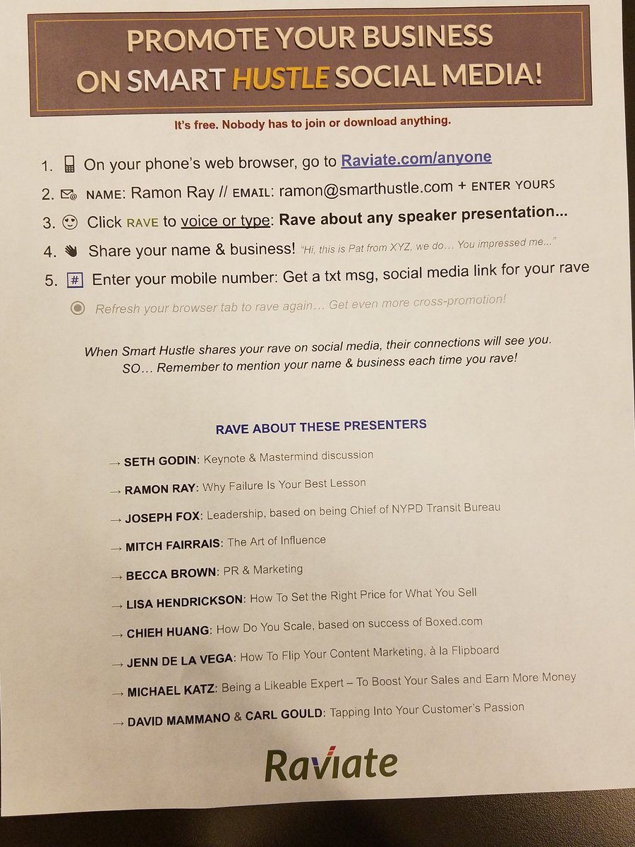 Rave about your fave presenter &amp; be promoted! #SmartHustle