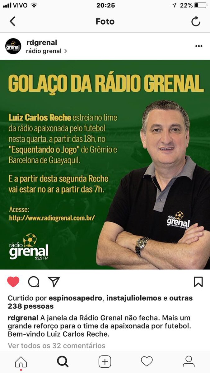 Luiz Carlos Reche é o novo reforço da Rádio Grenal - Radio Grenal