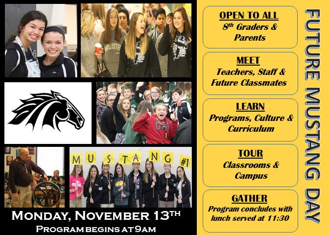 LuthNorth's tweet photo. Do you have an 8th grader that is interested in learning more about Lutheran High North? Please join us on Future Mustang Day 11/13 (9am)! https://t.co/MWtr4ZzV9Y