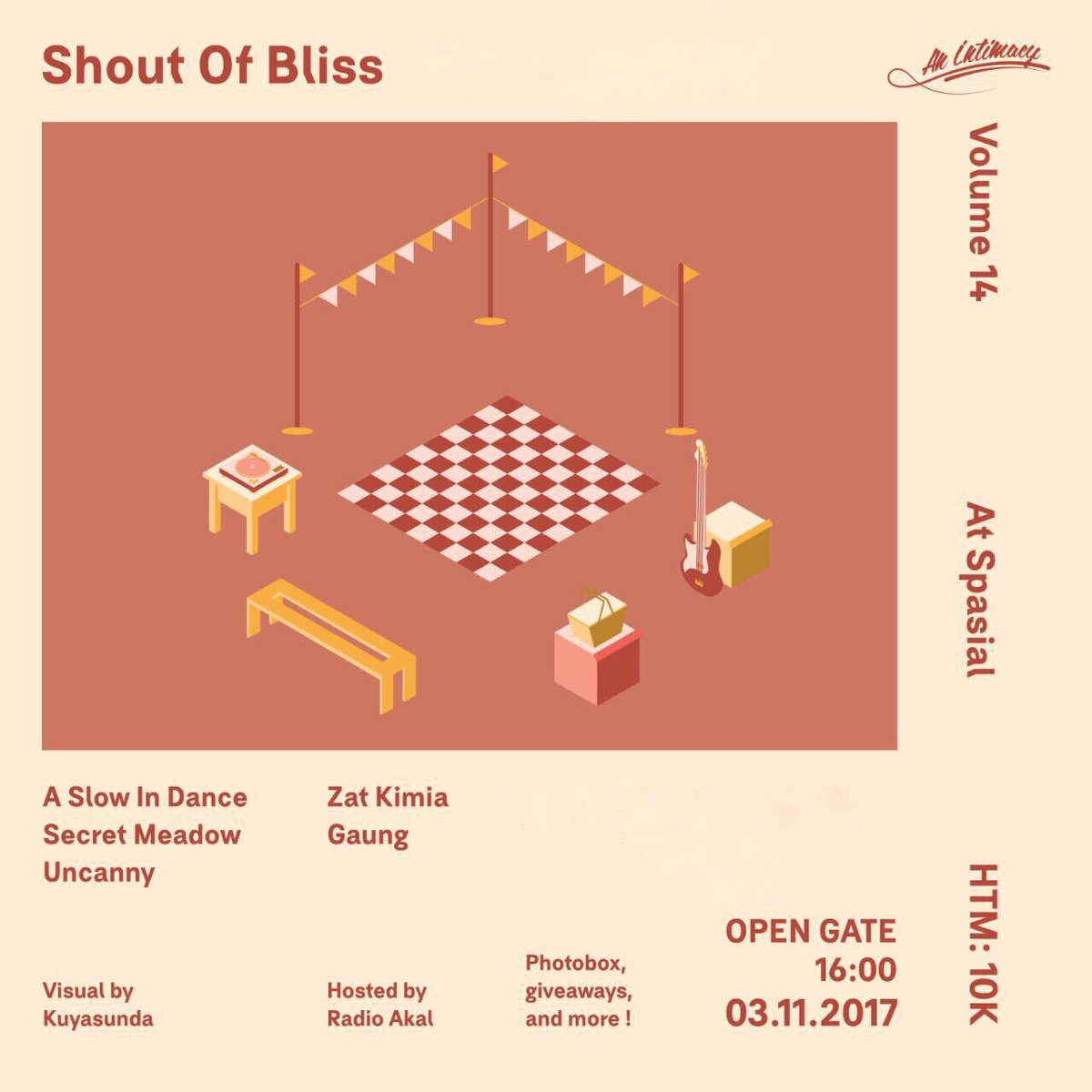 Yang pasti <a href="/anintimacy_/">An Intimacy</a> bagi saya sebuah microgigs yg menarik utk liat band2 baru. 3 November besok dan ini masuk edisi ke 14. Cihuy!