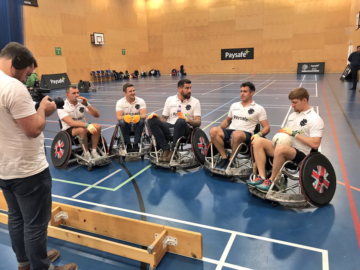 Fantastic morning with the <a href="/HelpforHeroes/">Help for Heroes</a> &amp; <a href="/WeAreInvictus/">Invictus Games Foundation 💛🖤</a> guys putting some famous <a href="/Barbarian_FC/">Barbarian FC</a> faces through their wheelchair rugby paces