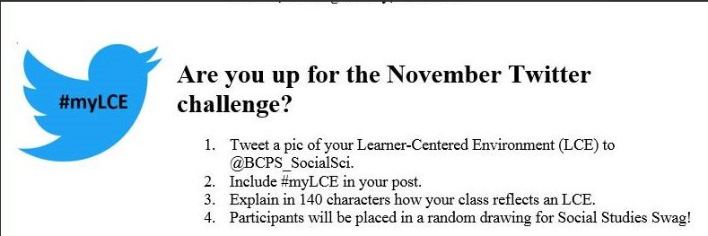 BCPS Social Sciences (@bcps_socialsci) on Twitter photo Want Swag? Want to show off your LCE skills? Join our November Twitter challenge :-). #MyLCE <a href="/MrBillingslea/">John Billingslea (he/him)</a> <a href="/VerlettaWhite/">Verletta White, Ed.D.</a> Want Swag? Want to show off your LCE skills? Join our November Twitter challenge :-). #MyLCE <a href="/MrBillingslea/">John Billingslea (he/him)</a> <a href="/VerlettaWhite/">Verletta White, Ed.D.</a>