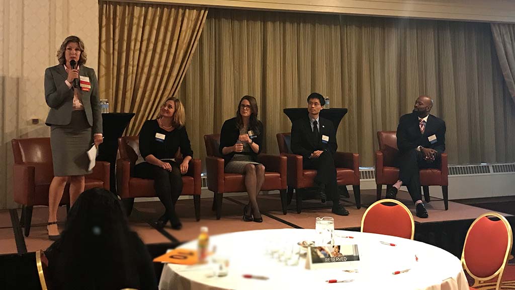 BNYglobal's tweet photo. What’s coming next for #Pgh as a #techhub? BNY Mellon #Innovation Center Head Jen Wagner leads #GenEdgeWIN panel to find out. #Invested https://t.co/RzgISNq9YM