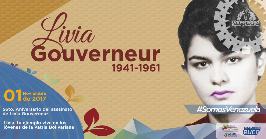 hugbelpsuv's tweet photo. #1Nov Hace 56 años el Gobierno represor de Rómulo Betancourt asesina a Livia Gouverneur, hoy símbolo de lucha universitaria y causas justas! https://t.co/oGx76sgDsc