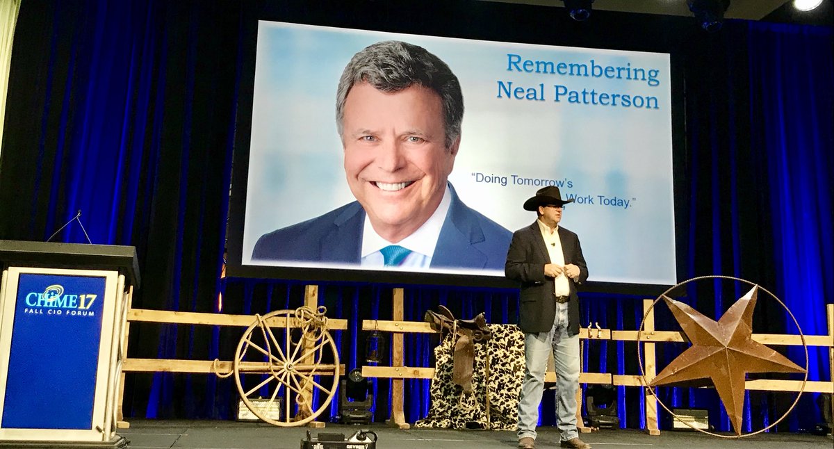 "Neal Patterson would talk about using IT to do tomorrow’s work today. Neal was a true visionary in #HIT." <a href="/CHIMECEO/">Russell P. Branzell</a> Russ Branzell #CHIME17