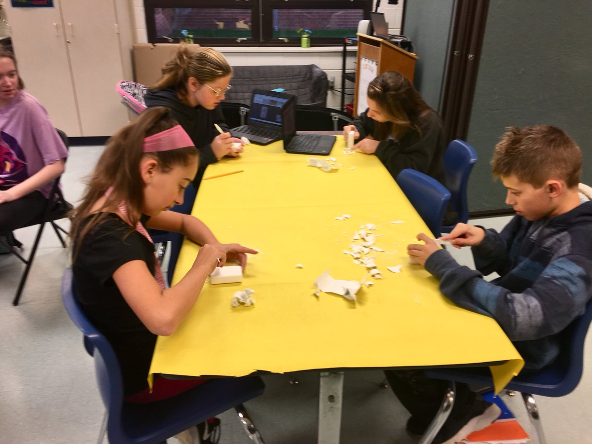 AdventurersCEMS's tweet photo. Starting to sculpt an Ancient Egyptian model out of a bar of soap!  Can’t wait to see the finished products! #CEMSBlazers @CampErnstBlazer https://t.co/KvxBvXjcy4