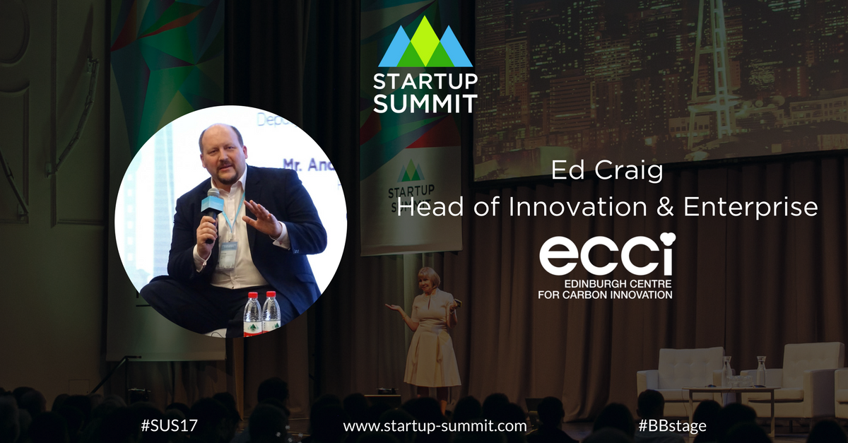FutureXGlobal's tweet photo. Ed Craig is up next for a talk on “Why going low carbon can scale &amp; globalise your business” #SUS17 @edcraigecci #bbstage #Sustainability https://t.co/lKirso9u3B