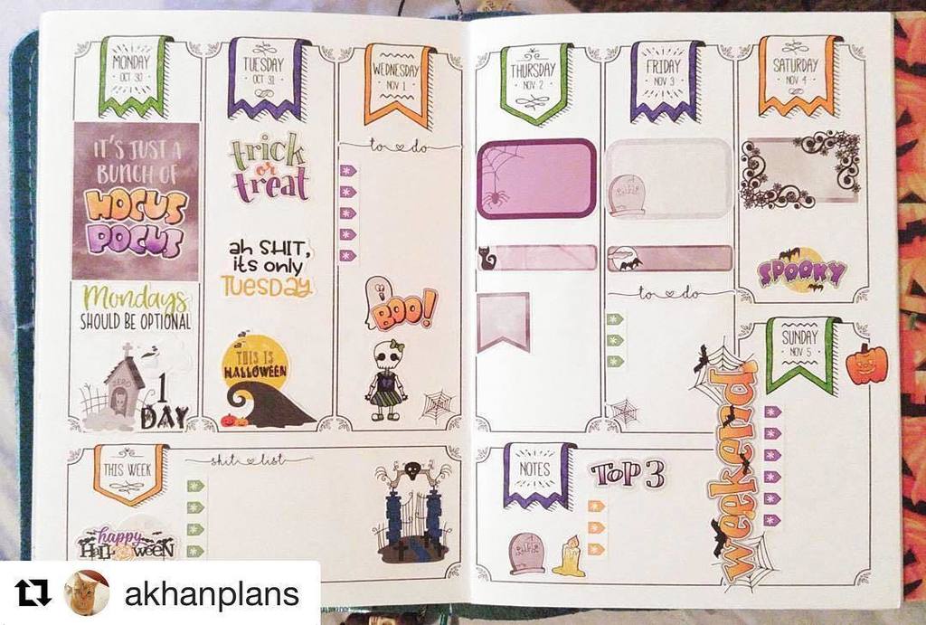 PplOverPlanners's tweet photo. Spooky spread last week from @akhanplans 🎃 https://t.co/GxJaIKX4Ip