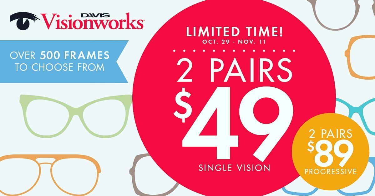 MaritzaCindy1's tweet photo. Get TWO pairs of glasses for just  $49 for the next 2weeks at visionworks!! 🤓🤓 #visionworks #2for49 https://t.co/lYYsSAms3W