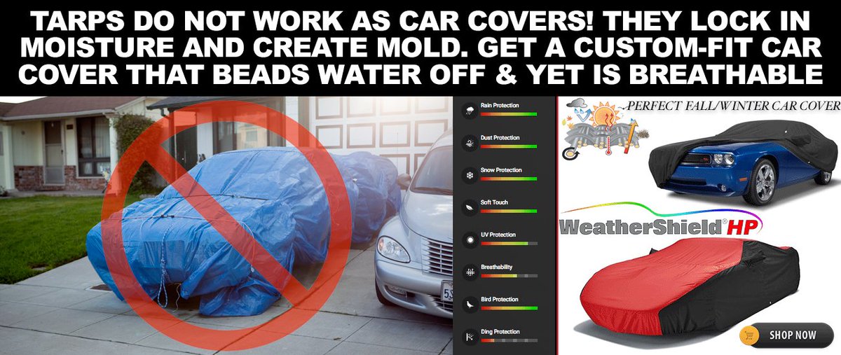 AutoSportCtlg's tweet photo. Sorry Tarps Are Not & Should Not Be Used As Car Covers Ever. Get A Custom-Fit Cover Today. #NoTarp, #Coverup, https://t.co/5V2AX0idER https://t.co/IVhFA6SqCn