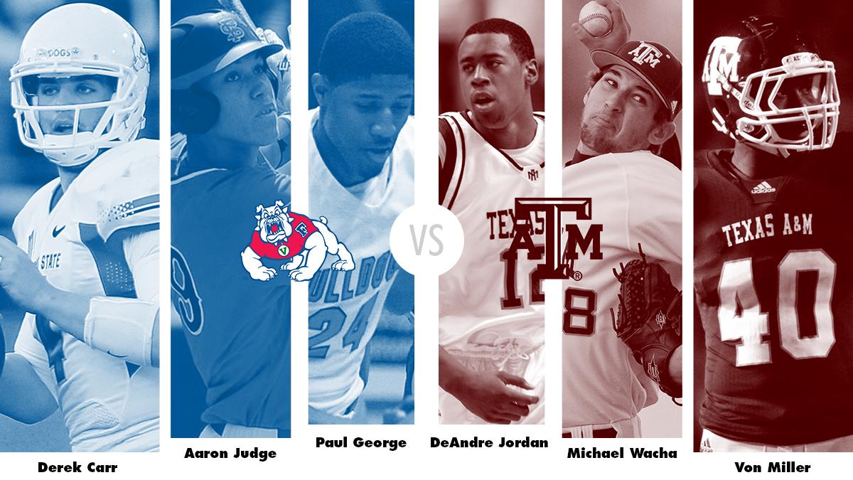 NCAABaseball's tweet photo. Which school has the best trio of current NFL/MLB/NBA stars?
Today's final: https://t.co/bvdJ4Zr1tv
Vote with #FresnoTrio or #TAMUTrio https://t.co/0buFC9cp4s