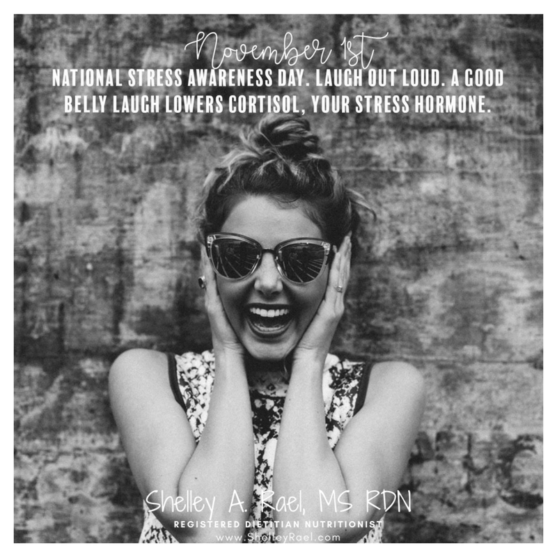 shelrael's tweet photo. National Stress Awareness Day. Laugh out LOUD. A good belly laugh lowers cortisol, your stress hormone. #StressAwareness #StessLess #Stress https://t.co/JtVgBDBJEE