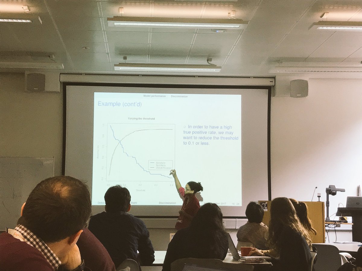 predpsychUK's tweet photo. This afternoon, attendees to #predmod17 are understanding specificity and sensitivity measures with Deborah Agbedjro #MachineLearning https://t.co/1A4hEa1Z28