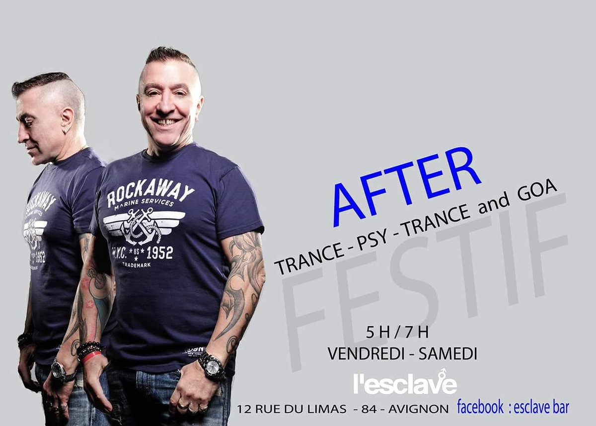 ThySlav's tweet photo. Le week-end a l'esclave à Avignon.  A partir de 5 h
After #trance #trancefamily  #Psytrance https://t.co/DwGpwJ6ATB