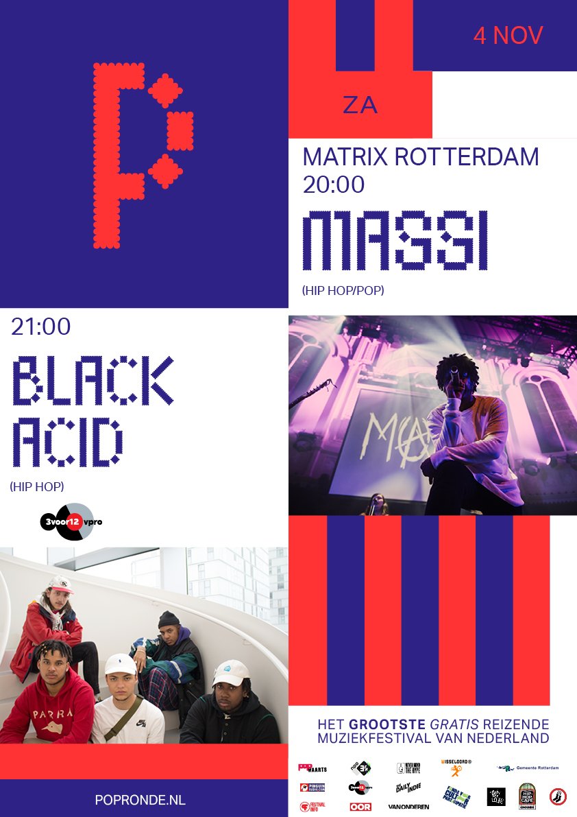 Matrix Rotterdam, Hiphop Café en <a href="/PoprondeRdam/">Popronde Rotterdam</a> slaan de handen ineen om op zaterdag 4 november een podium te bieden aan Massi &amp; Black Acid