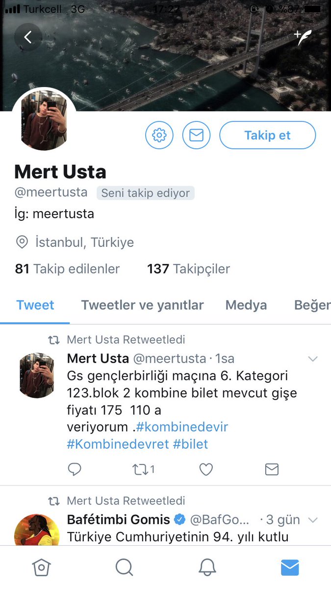 Bu arkadaş beşiktaşlı ama öğrenciyim ayağına bedava gs bileti alıp satıyor. Yayalım <a href="/KombineniDevret/">Kombineni Devret</a> <a href="/gskombine34/">GALATASARAY KOMBİNE</a> @GSarayKombine