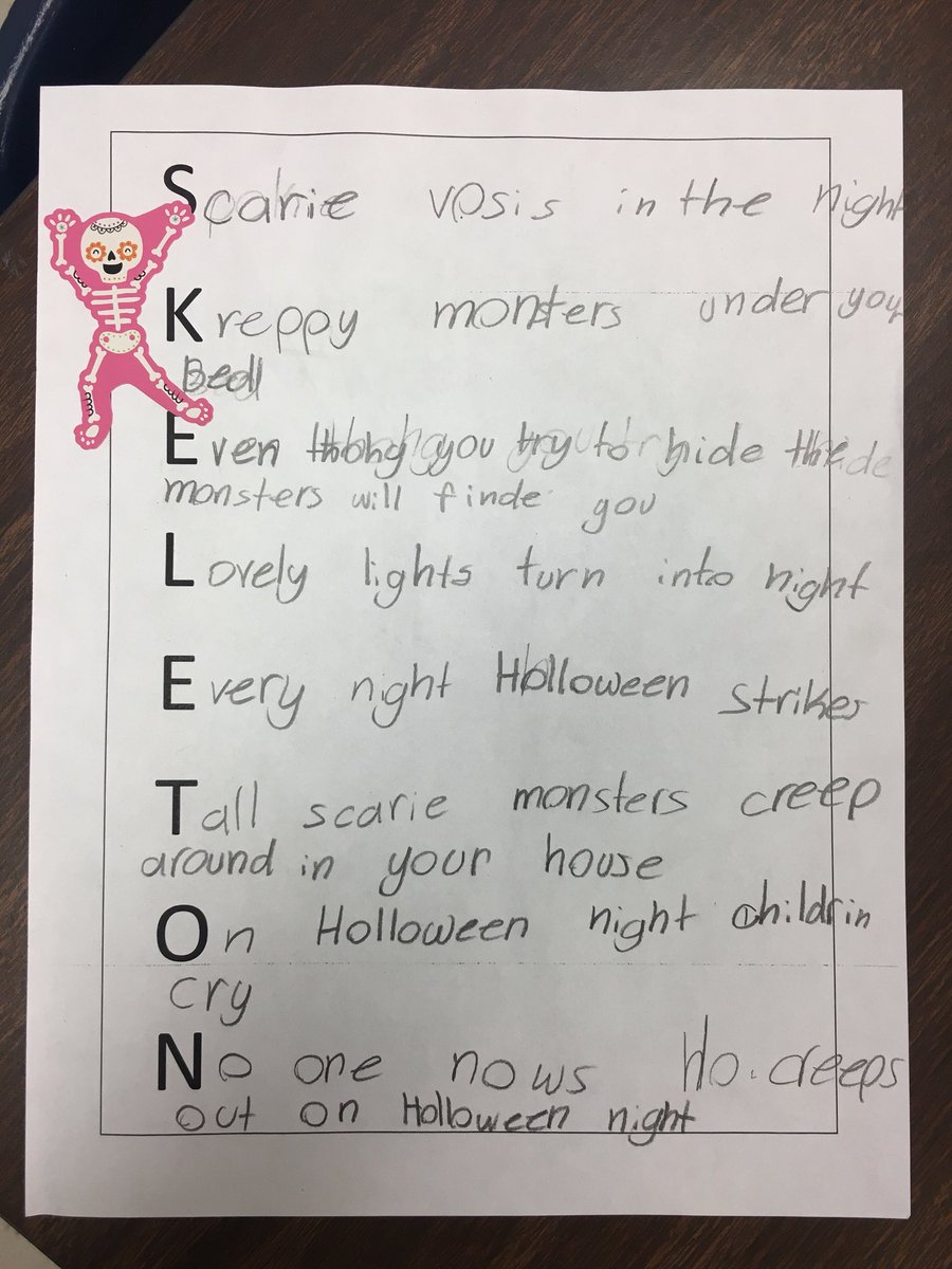 Sarah Zacarias Kayem Creepily Suprised With These Dancing Bones Acrostic Poems Thanks Gonoodle For The Songs And Extensions Gonoodleplus T Co Twl55rznxq