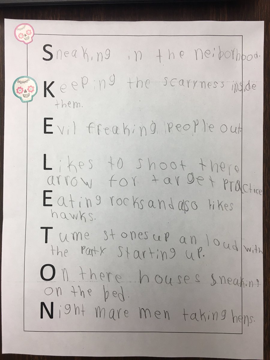Sarah Zacarias Kayem Creepily Suprised With These Dancing Bones Acrostic Poems Thanks Gonoodle For The Songs And Extensions Gonoodleplus T Co Twl55rznxq
