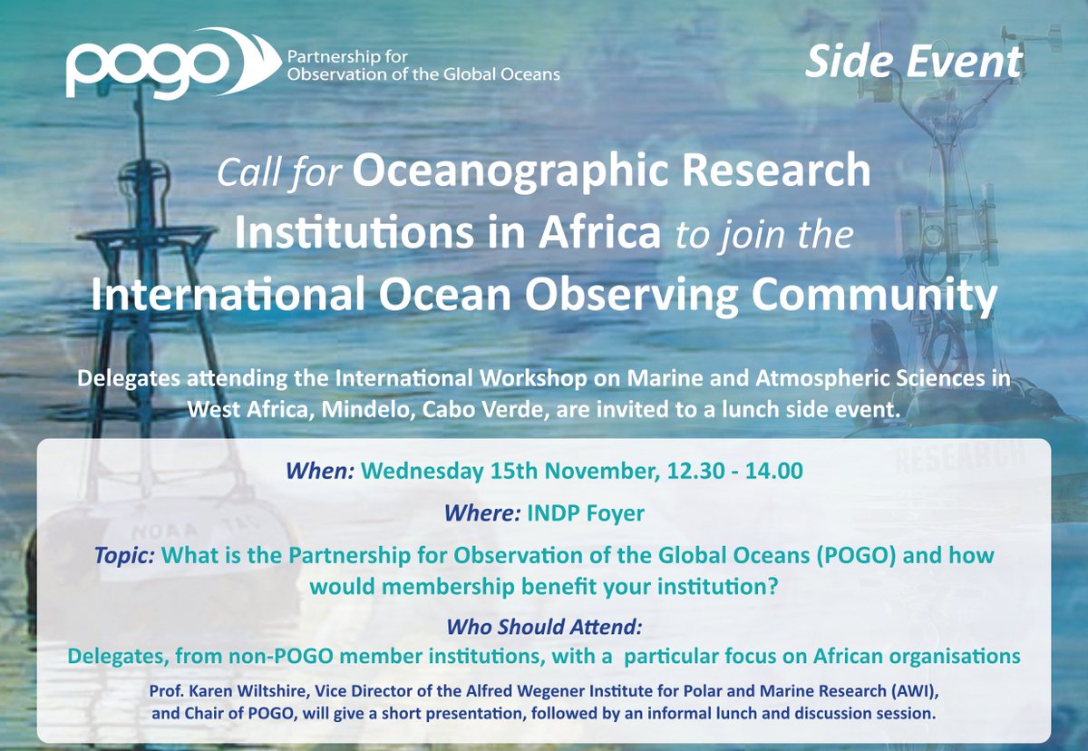 POGO_Ocean's tweet photo. POGO is hosting a side event at the International Workshop on Marine and Atmospheric Sciences, Cape Verde this month https://t.co/qfaVJTeDQH https://t.co/AbgJlhtACw