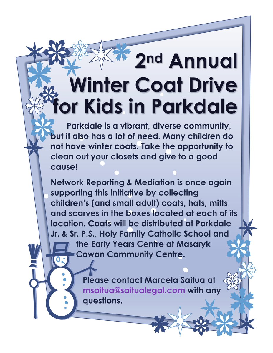 networkcourt's tweet photo. It's that time of year again! Drop off any gently used children's (small adults) coats, hats, mitts &amp; scarves at any of our locations! https://t.co/N5AQ19eM4j