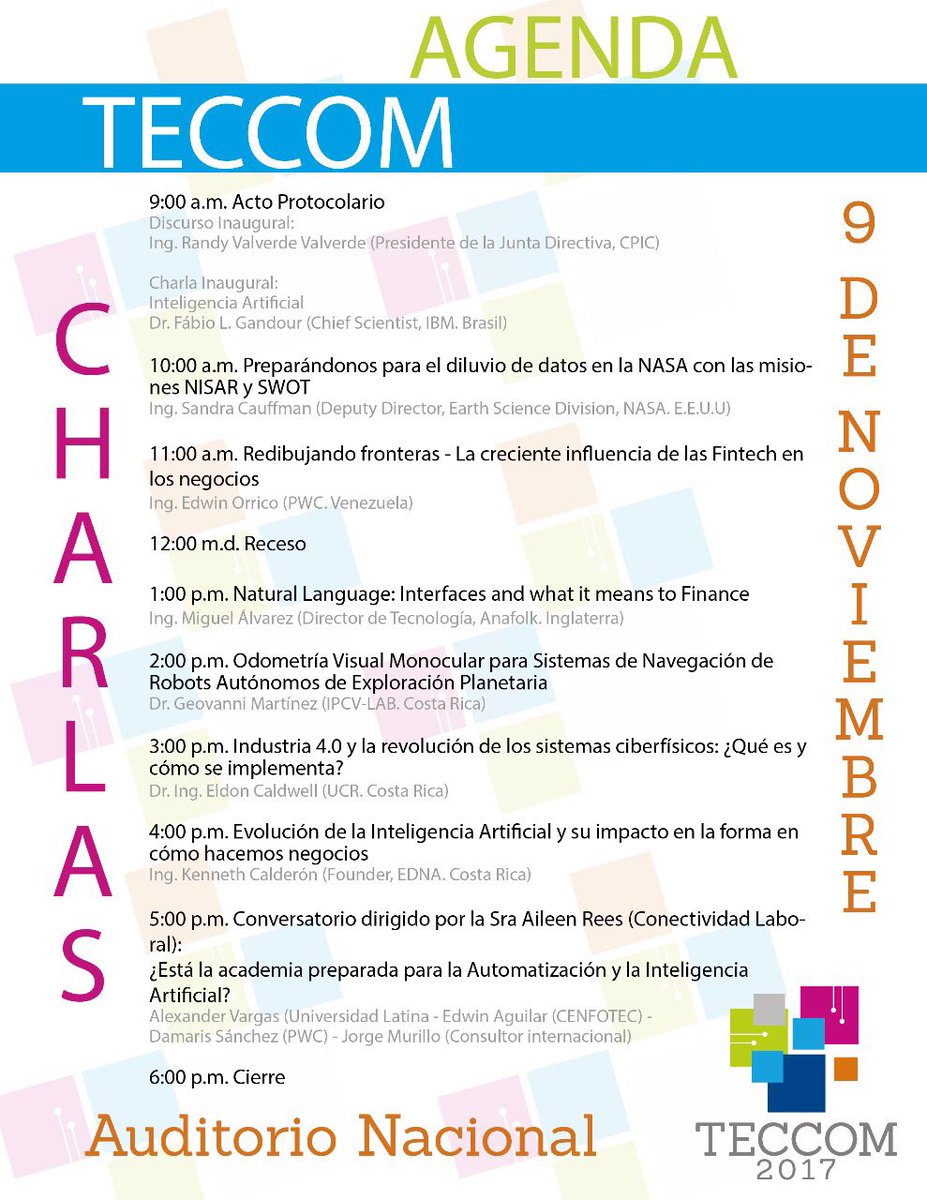 RandyValverde's tweet photo. Saludos a todos; nuevamente les pido prestados unos minutos para invitarlos al #TECCOM en su XII. Adjunto agenda @CPICCR https://t.co/2uzHwTk2HK