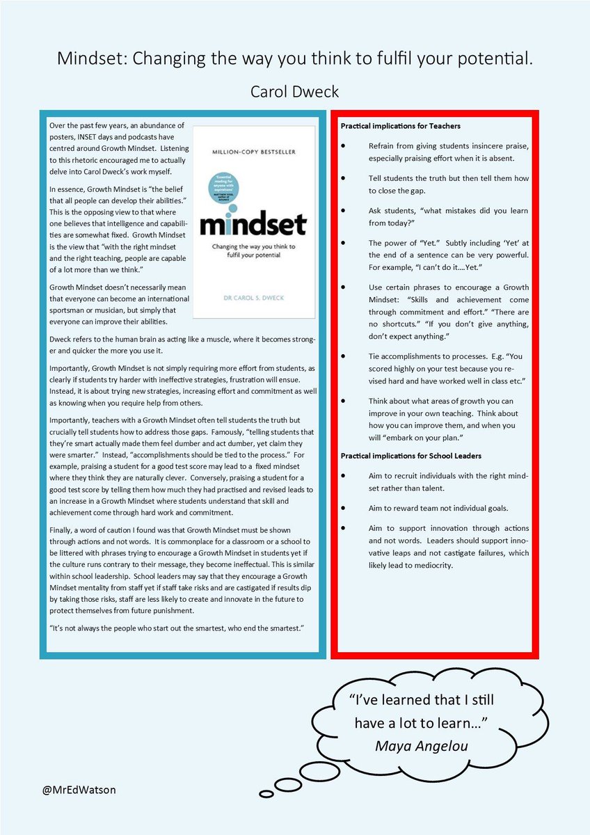 growthmindset1's tweet photo. Good overview of growth mindset in brief summary form. https://t.co/uLm7lScR55