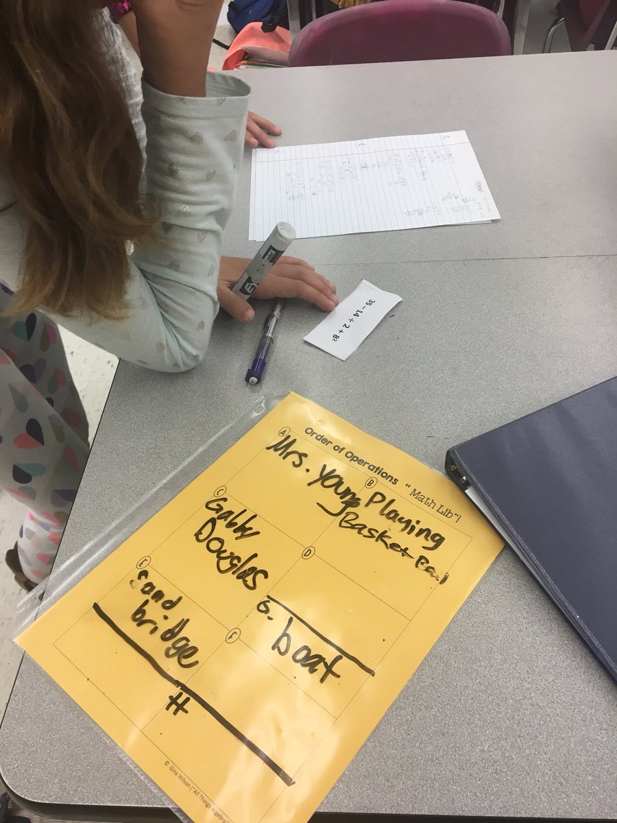 iteach6thmath's tweet photo. My students enjoying order of operations math libs (think mad libs but for math).  Thanks @AllThingsAlg! https://t.co/PmYXukZ3ia