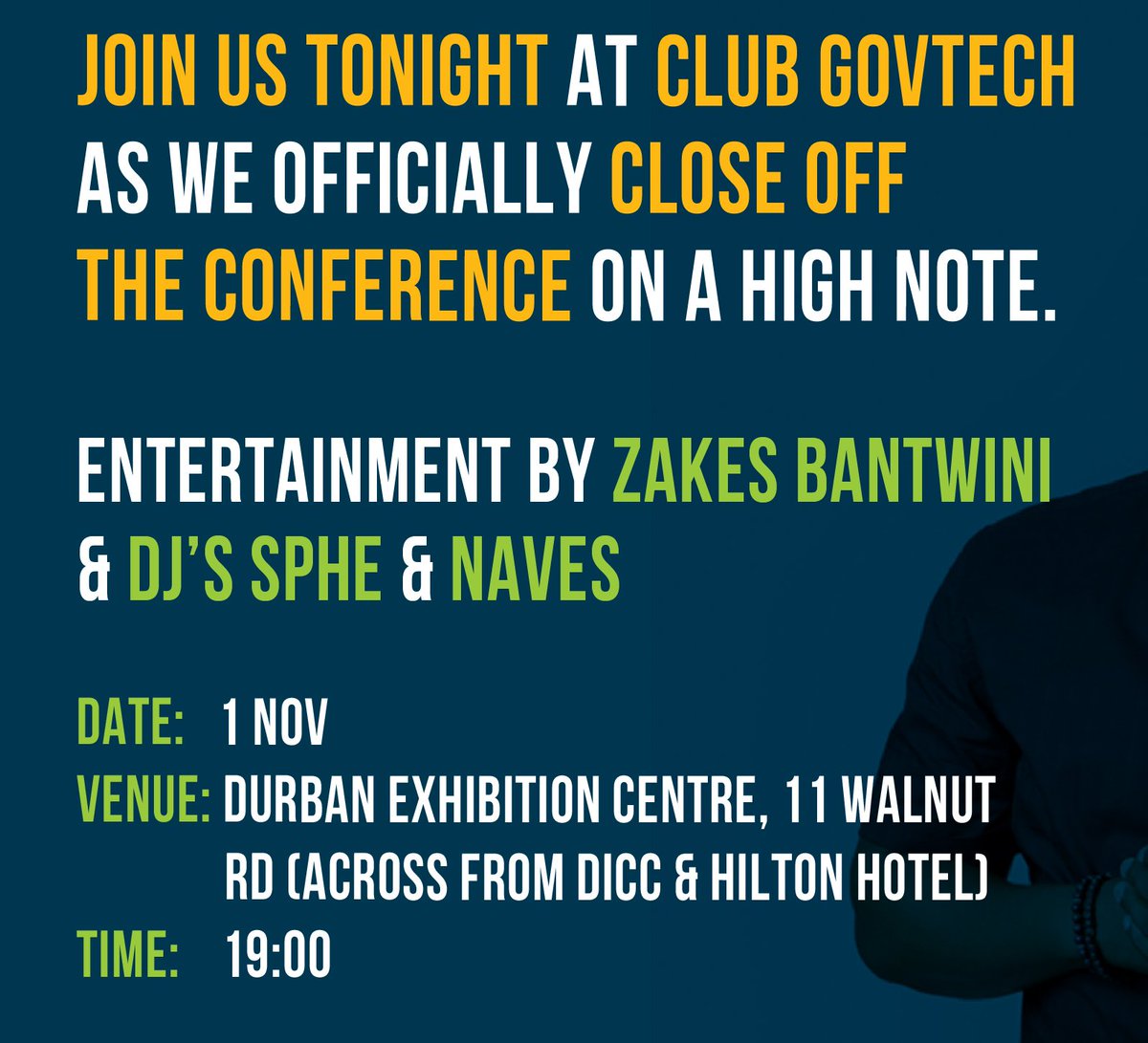 govtechZA's tweet photo. Delegates are Reminded to Bring their Delegate IDs with to gain access to the Club Govtech Party tonight #GovtechZA #Govtech2017 https://t.co/yAANwqMRcU