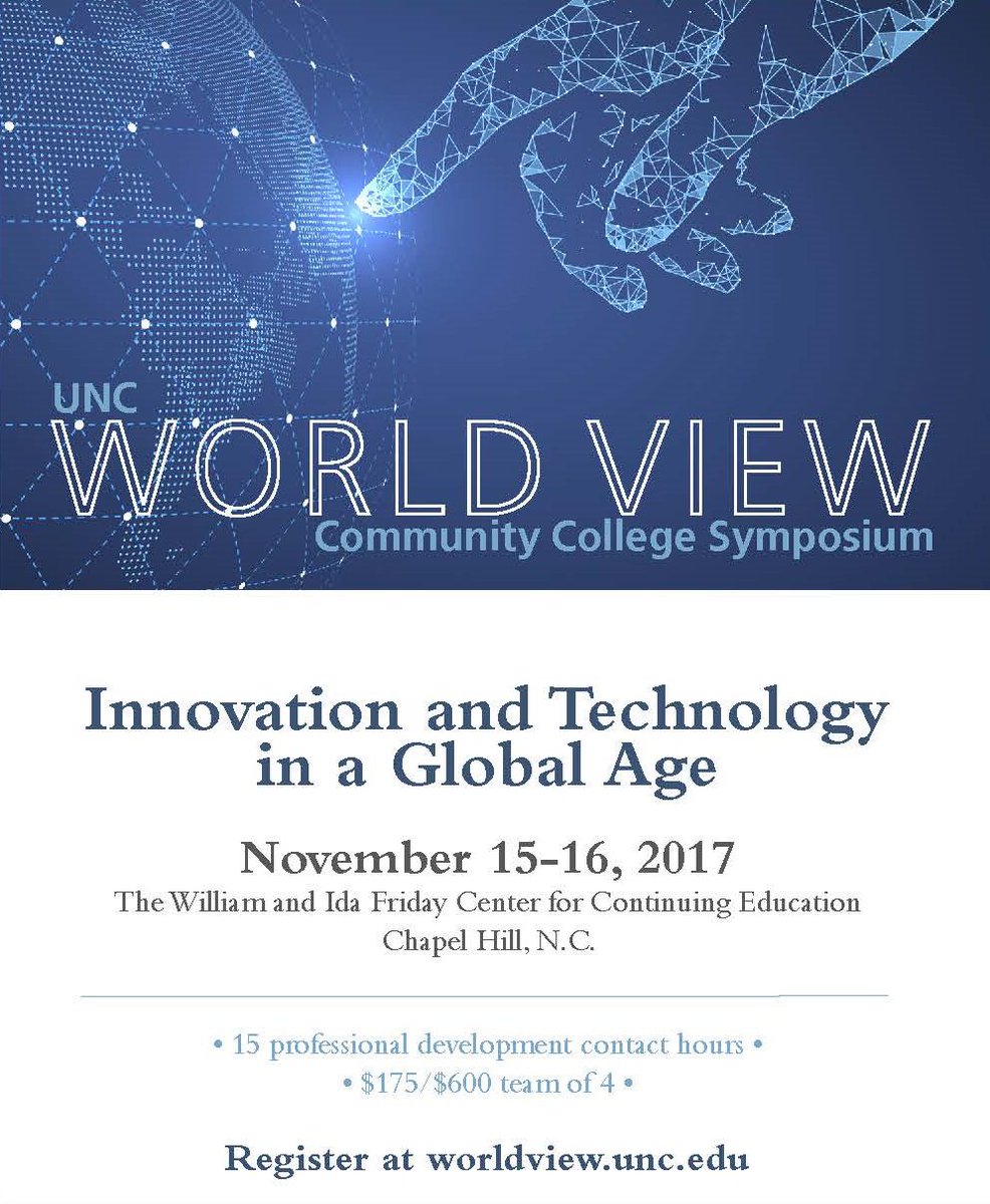 UNCWorldView's tweet photo. It's 11/1, which means there's only 14 days until our community college symposium! Register today: https://t.co/FlsGVelDAo #WorldView2017 https://t.co/YrIlHbnAfX