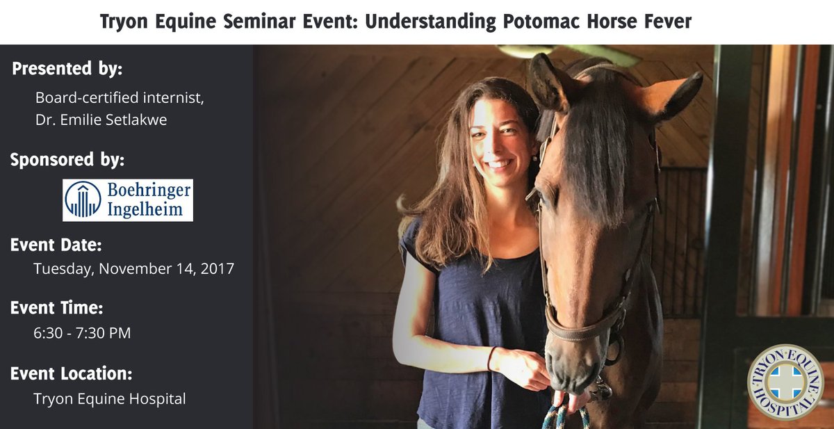 TryonEquine's tweet image. Upcoming Seminar Event Understanding Potomac Horse Fever! Presented by Dr. Emilie Setlakwe 11/14 - goo.gl/oGbuH2