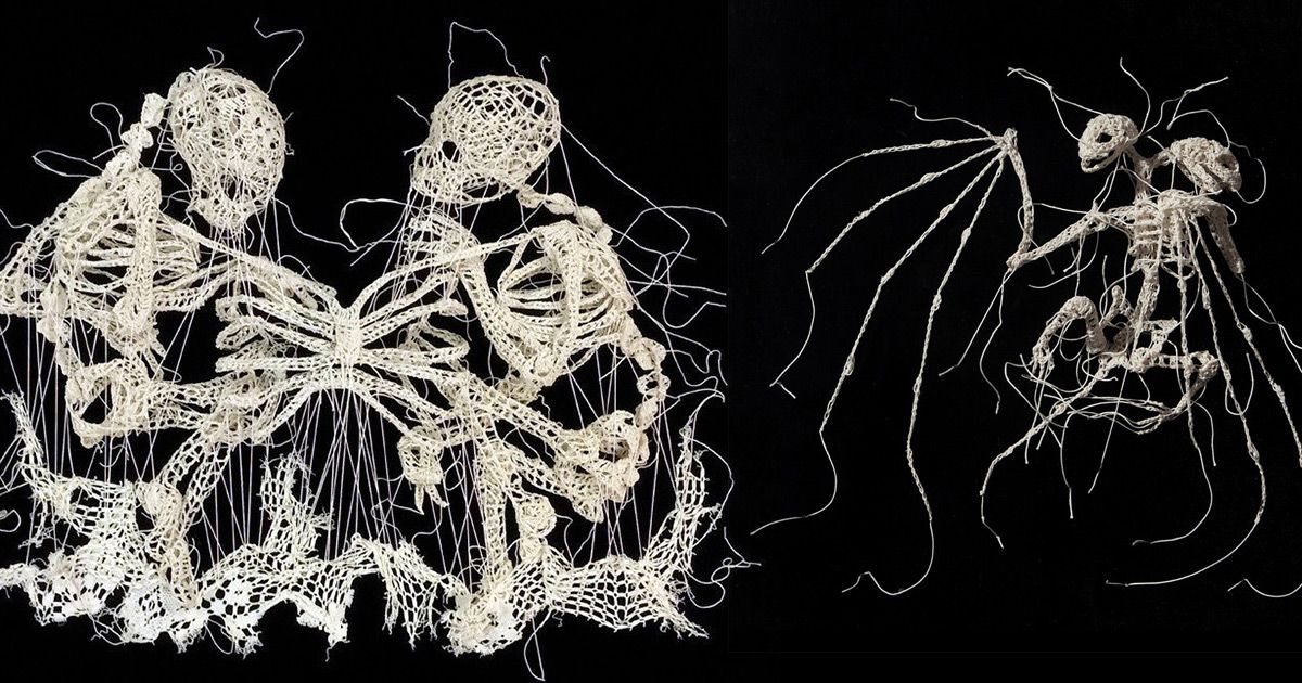 adoptacover's tweet photo. Brittle Skeletons Crocheted from Discarded Textiles by Caitlin McCormack
https://t.co/A4PjZluLmk
#Halloween2017 #art #design #handmade https://t.co/oZQxnk9VPP