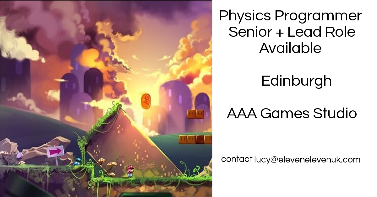 sofiahr11_11's tweet photo. Senior #Physicsprogrammer needed to join an outstanding #AAA Studio in #Edinburgh!! DM me for more info! #gamedevjobs #gamejobs #programmer https://t.co/q65smyXgaa