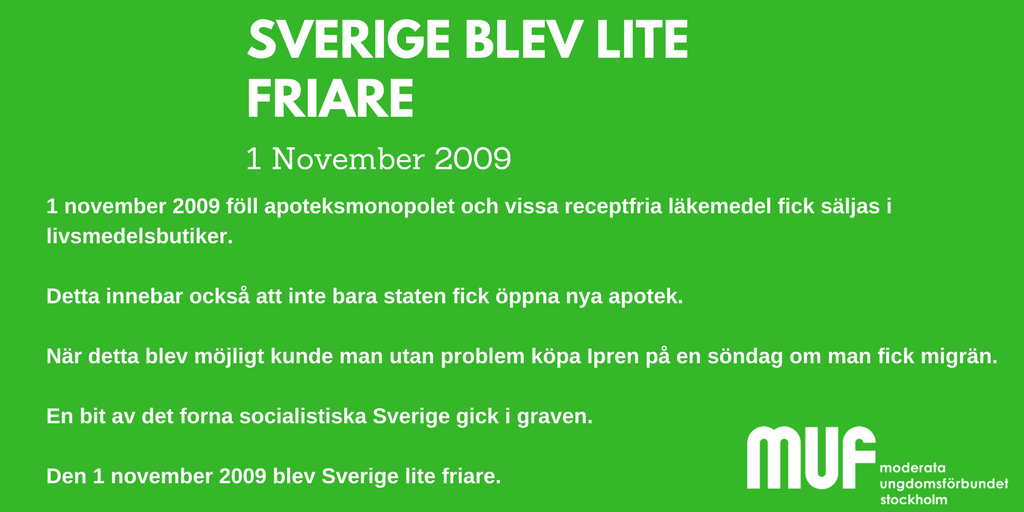IDAG FÖR 8 ÅR SEDAN BLEV SVERIGE LITE FRIARE
#apoteket #svpol