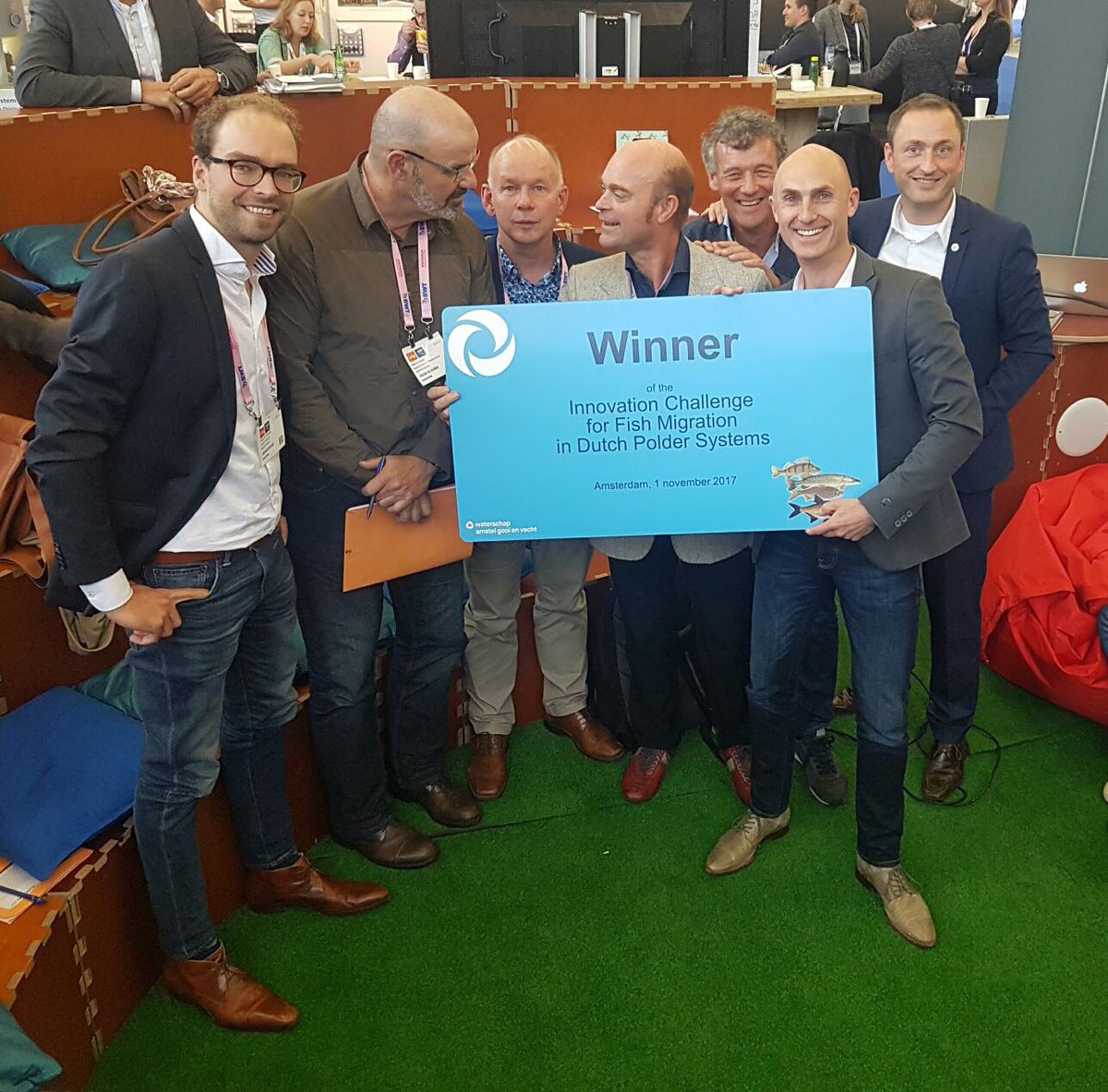 Arcadis en Beutech winnen de AGV Innovation challenge voor vismigratie in polderwateren. <a href="/waterschapagv/">Waterschap AGV</a> #fishmigration