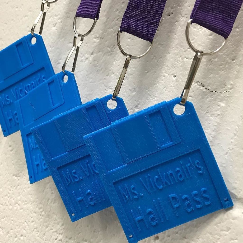 jdvicknair's tweet photo. I 3D printed diskettes for my hall passes and the kids have no clue what they are 😂😂😂 #90skid #technologythrowback… https://t.co/7vRA33Wb9g https://t.co/RBrTHj3HHH
