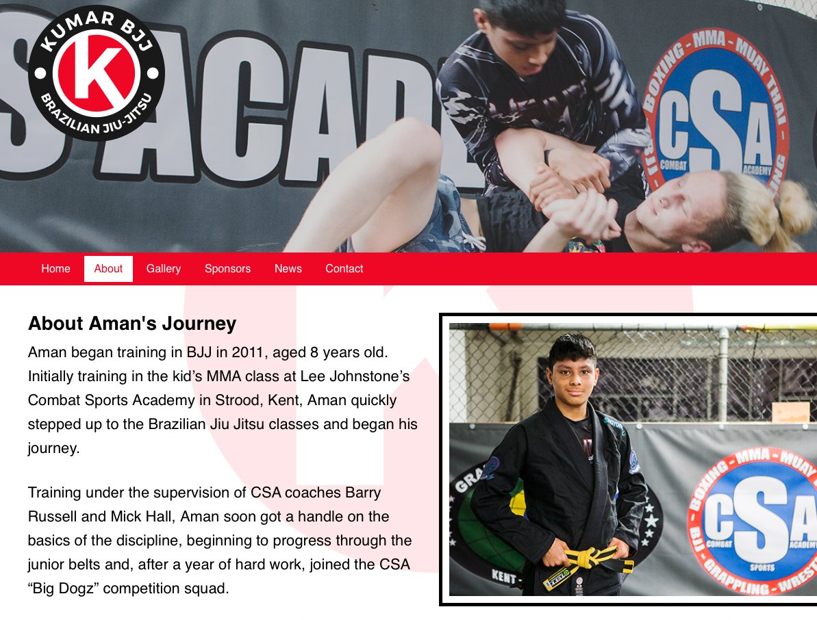 KentDesigners's tweet photo. Really pleased to put live https://t.co/qyNsJqP4iM for Aman Kumar, a junior Brazilian jiu jitsu athlete we are supporting. #sponsorship https://t.co/R7eVuae8aK