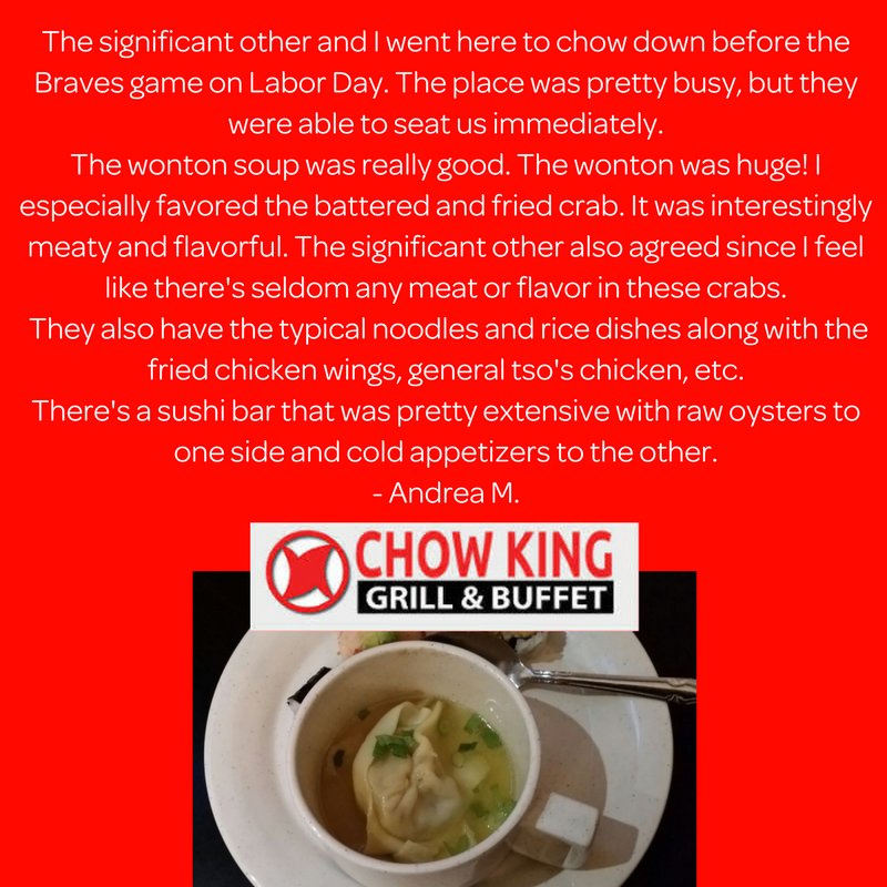 chowkingcobb's tweet photo. Thank you for the review &amp; pictures on Yelp, Andrea M.!
Leave us a review of your visit for a chance to be featured on our social media! https://t.co/SoXodrfAQO