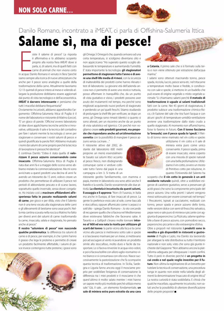 offishina's tweet photo. Esiste il salame di pesce?Inizia così l'intervista a Danilo Romano, per iMEAT #Offishina #puglia #insaccato #fishing https://t.co/ZVad30yRLv