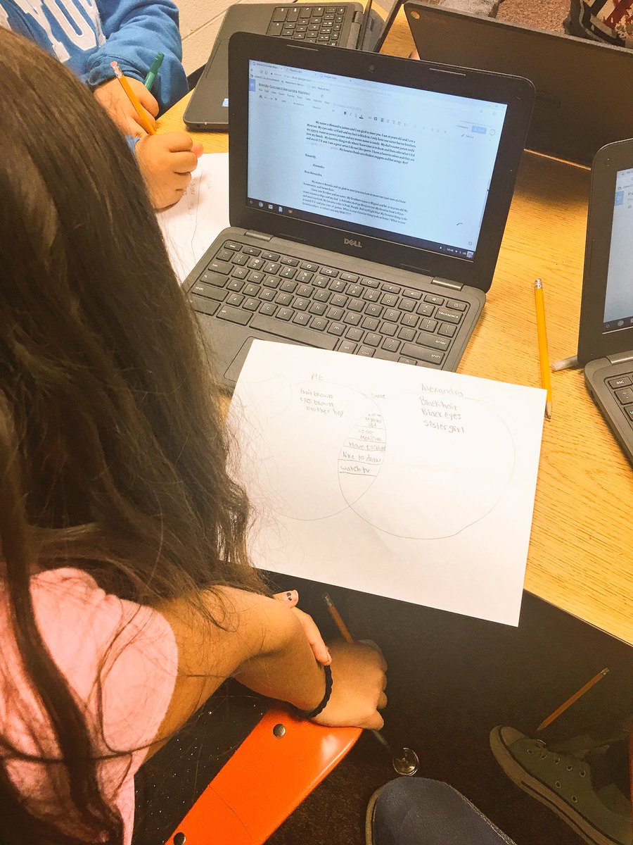 MrsBurnsESL's tweet photo. Comparing and contrasting ourselves with other 5th grade EL students across the county. #penpalwriting #jefcoedesl @jefcoedESL @JEFCOED https://t.co/3XbjDaGhZT