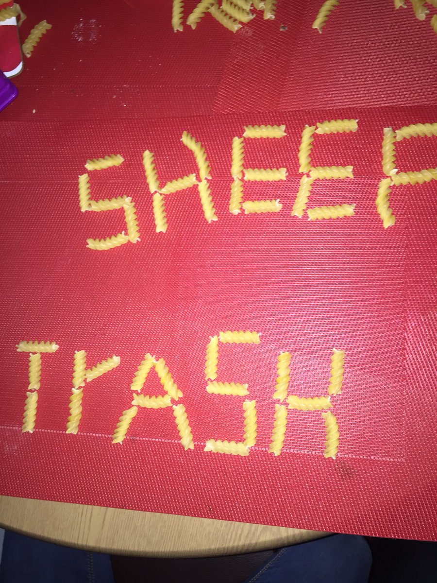 Emma Irvine P5 Spelling homework using pasta!