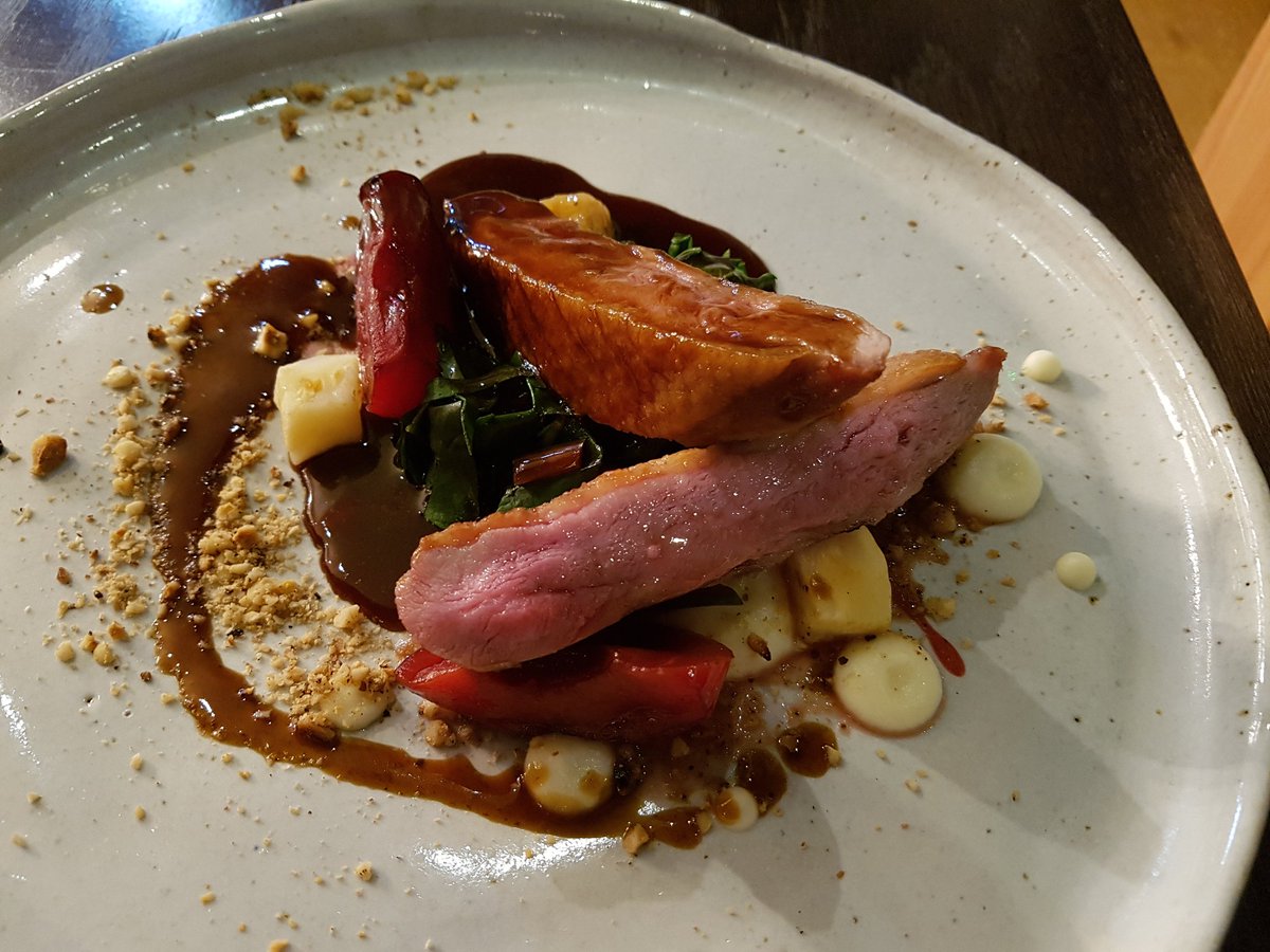 McrFinest's tweet photo. Highlights from a stunning meal @Wood_MCR tonight - belly pork, duck then cookies and cream. #Manchester #Food https://t.co/e7VR9pz9vT