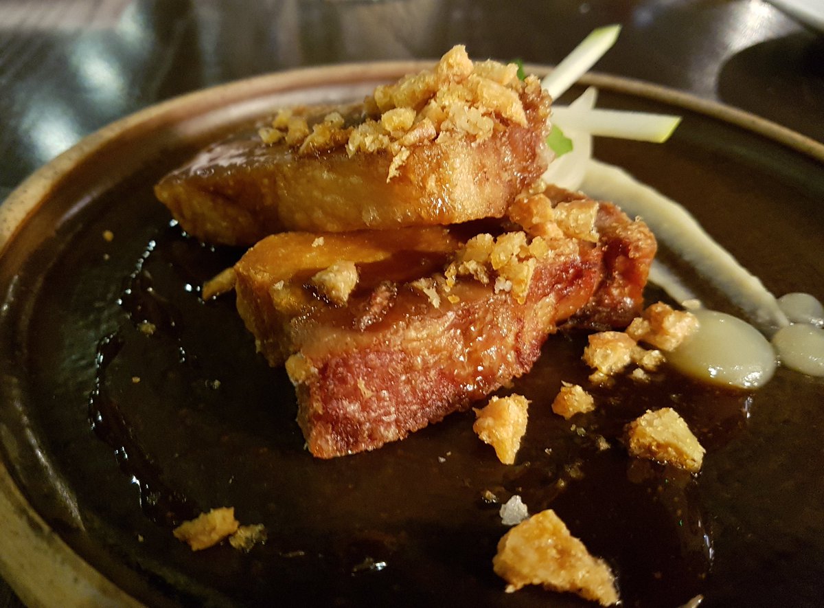 McrFinest's tweet photo. Highlights from a stunning meal @Wood_MCR tonight - belly pork, duck then cookies and cream. #Manchester #Food https://t.co/e7VR9pz9vT