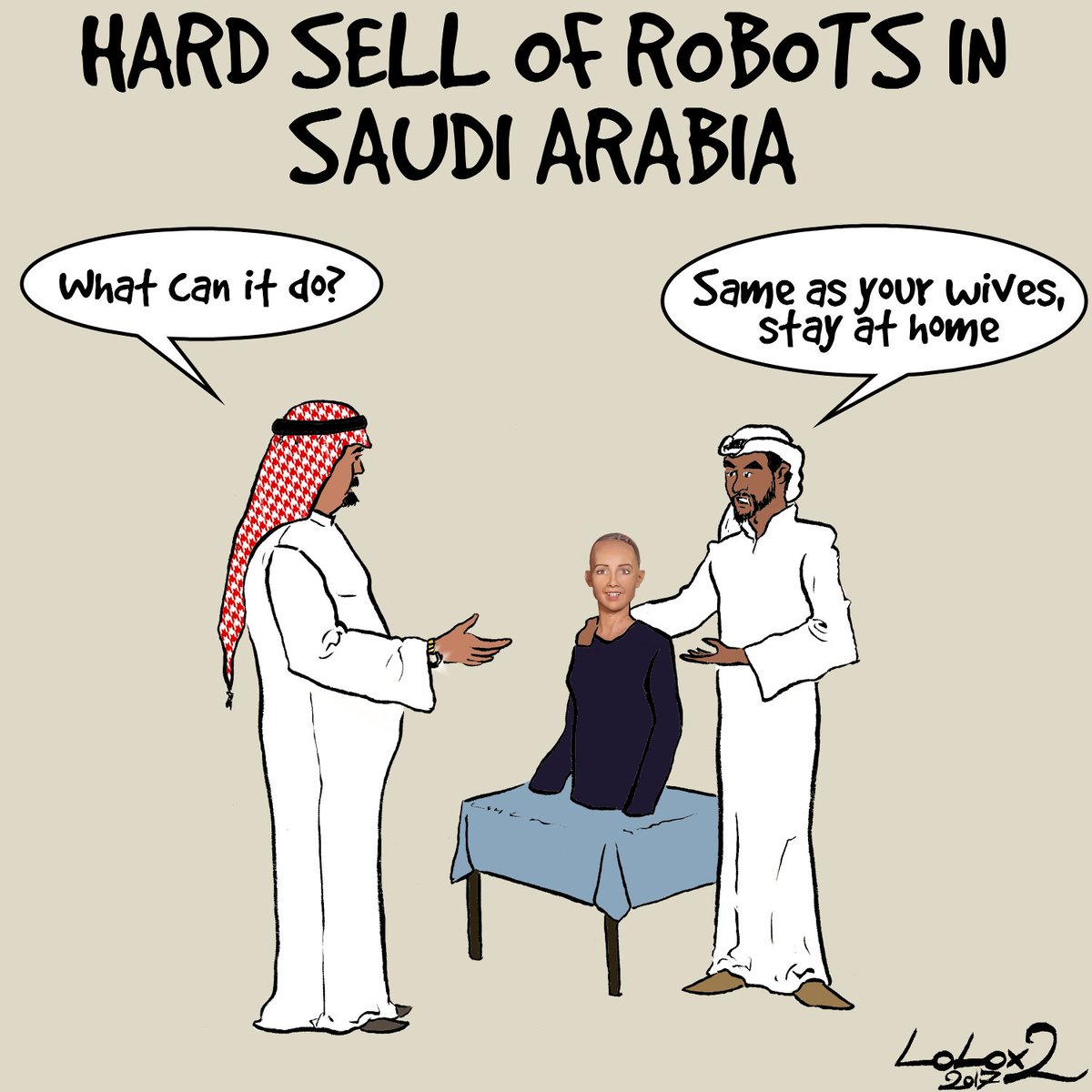 Lolox2x2's tweet photo. Robot Sofia found a country, but not a home
#robotSofia #HansonRobotics #SaudiArabia #Sexism #Patriarchy #Lolox2 https://t.co/vIbtCzcxXU