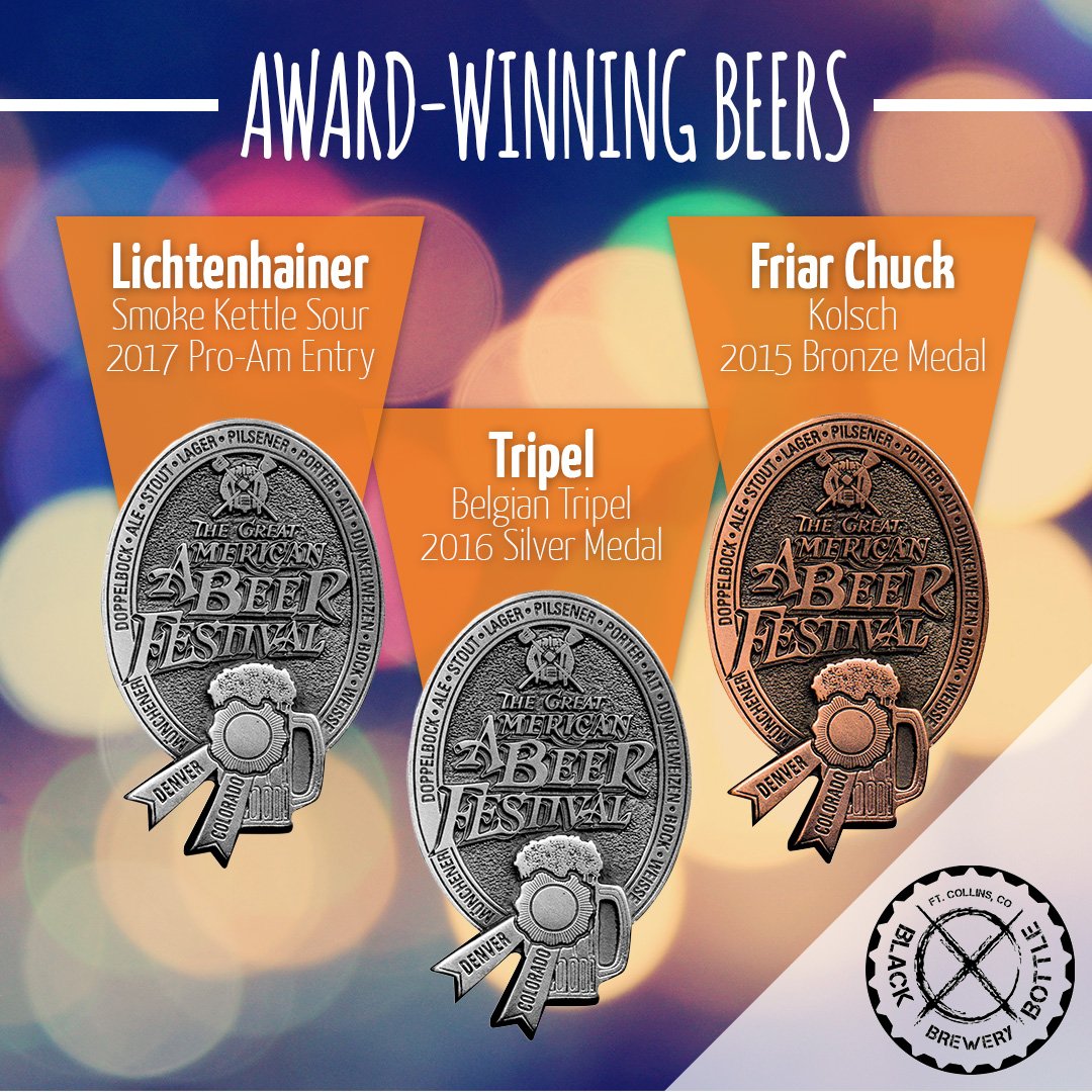BlackBottleBrew's tweet photo. Did you miss out at the #GABF? Don't worry you can still taste an AWARD winning #beer right here at Black Bottle. https://t.co/EPK05seAVU
