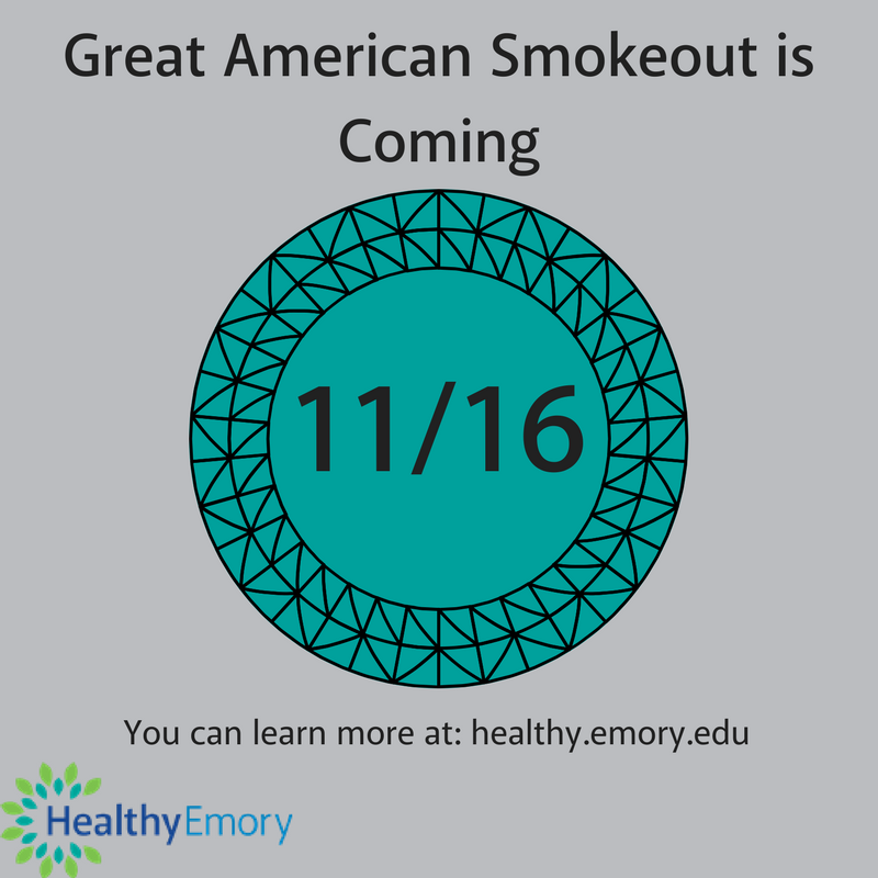 EmoryFSAP's tweet photo. As part of #RFS2017, Healthy Emory is partnering with FSAP for the Great American Smokeout! Mark your calendars! https://t.co/R3pg0wAihC