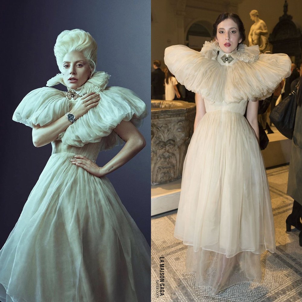 LaMaisonGaga_'s tweet photo. #LadyGaga wears @cicada_fei S/S17 couture in her new Tudor promo photo! https://t.co/wDn5Pl85oV