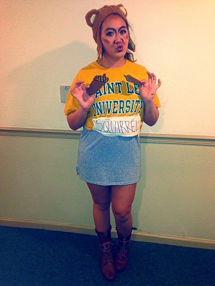 KailsLow's tweet photo. I know Halloween is over, but I'm just reminiscing about my Saint Leo Squirrel days 🐿🤦🏽‍♀️#imsoweirdiknow https://t.co/ZJbhoPIb4a