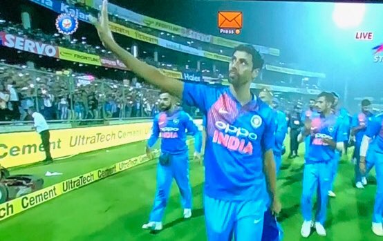 sachin_rt's tweet photo. Great win, #TeamIndia! Nice to see a well deserved farewell for #AshishNehra. Wish you &amp; your family the best of health &amp; happiness in life😊 https://t.co/Ml9zFUWCpz